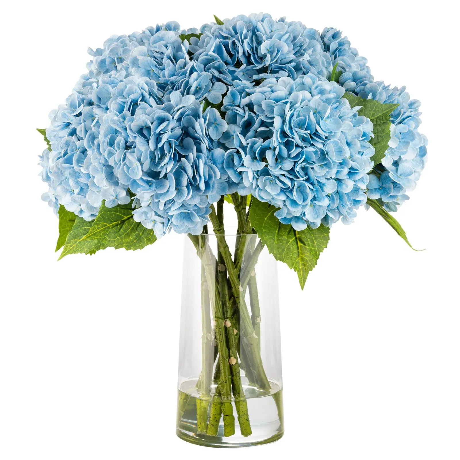 Maybelle Hydrangea Glass Vase Faux Floral Arrangement - Blue image