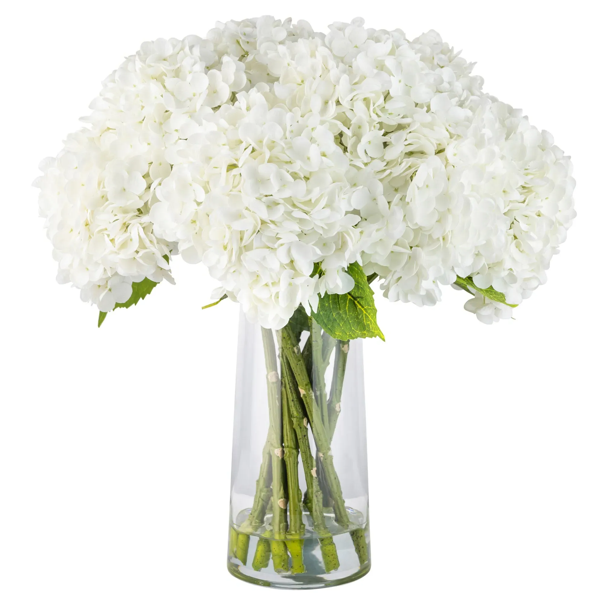 Maybelle Hydrangea Glass Vase Faux Floral Arrangement - White
