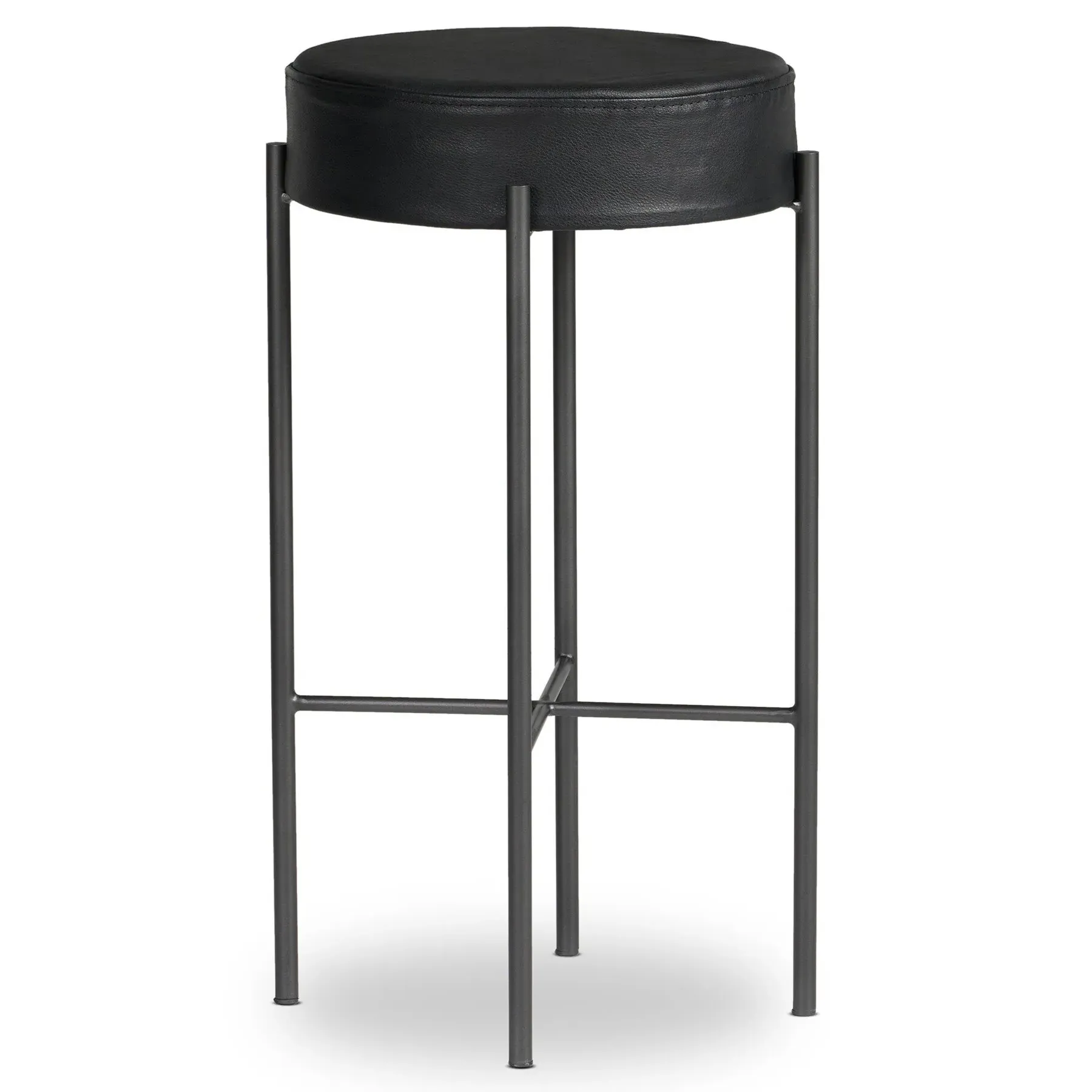 Maynard Bar Stool - Black, Leather