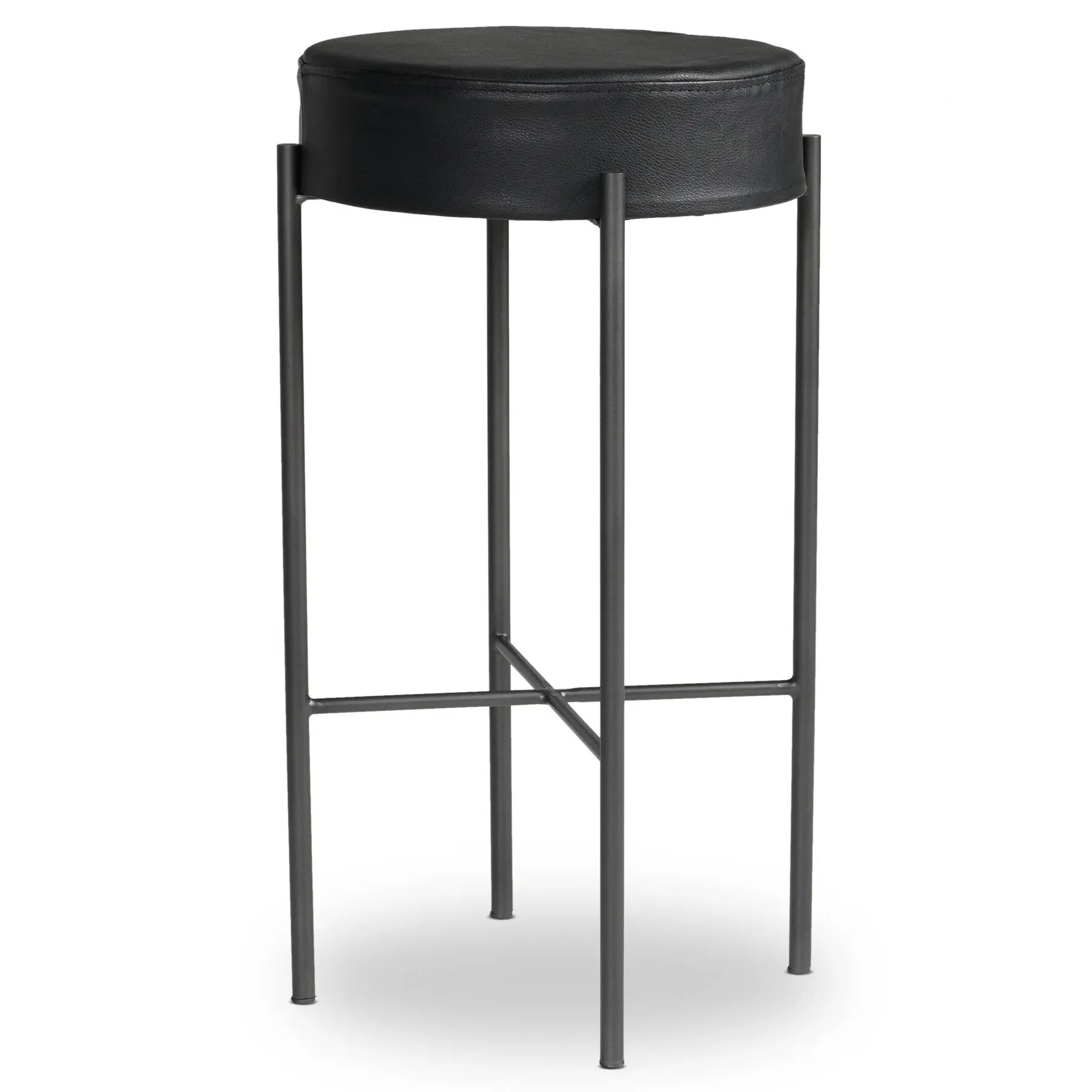 Maynard Bar Stool - Black, Leather