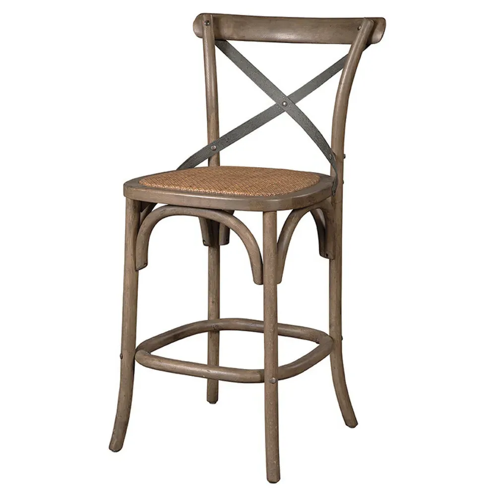 Maze Cross Back Counter Stool - Brown, Oak Wood