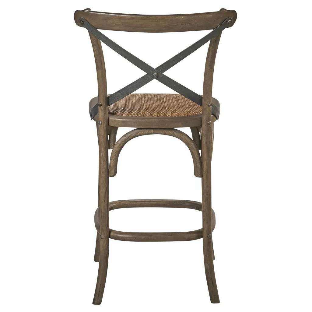 Maze Cross Back Counter Stool - Brown, Oak Wood