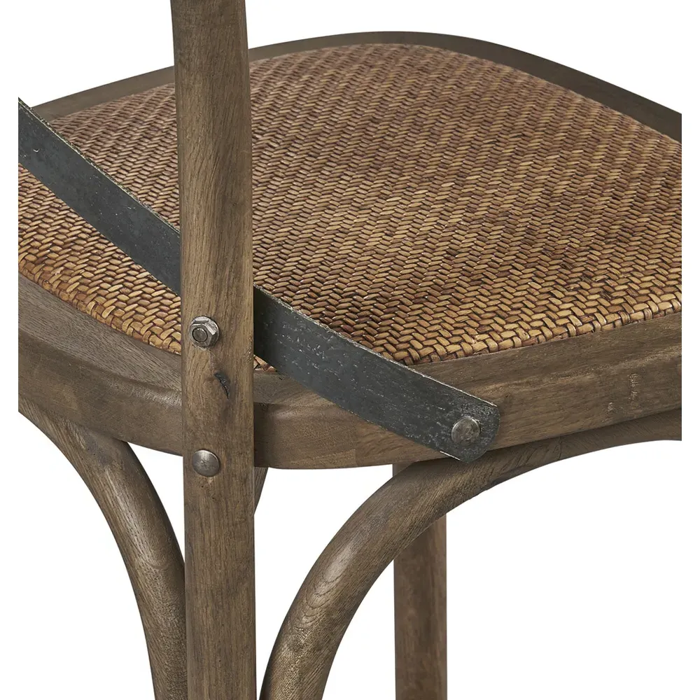 Maze Cross Back Counter Stool - Brown, Oak Wood