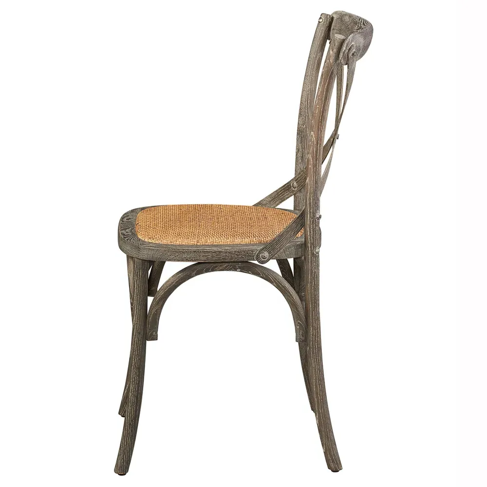 Maze Cross Back Dining Chair - Grey, Oak Wood