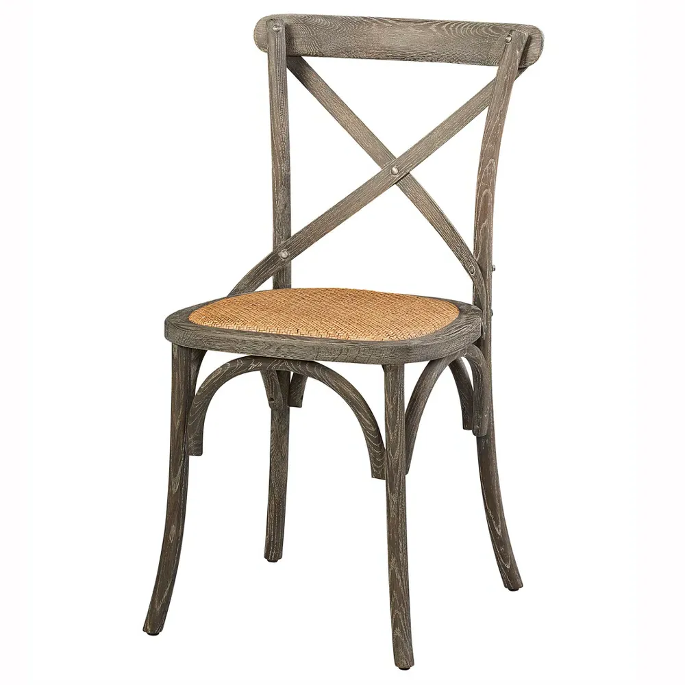 Maze Cross Back Dining Chair - Grey, Oak Wood