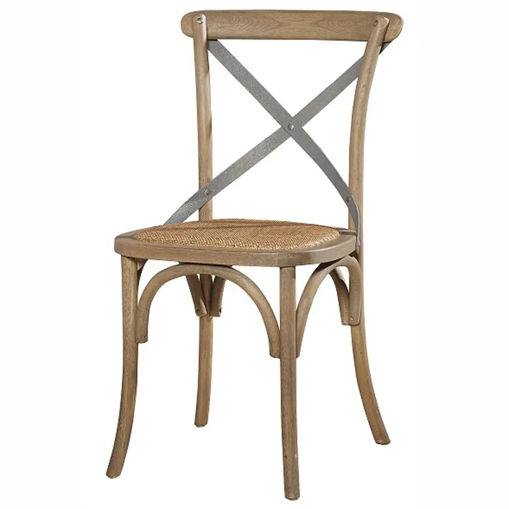 Maze Cross Back Dining Chair - Light Brown, Oak Wood