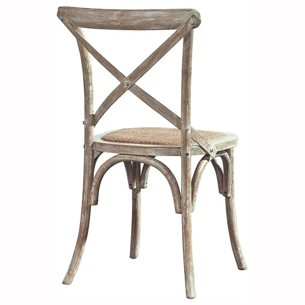 Maze Cross Back Dining Chair - Soft Grey, Oak Wood