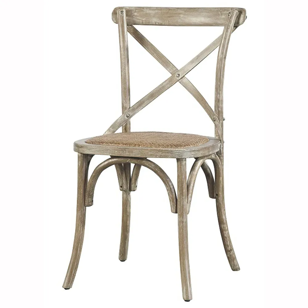 Maze Cross Back Dining Chair - Soft Grey, Oak Wood