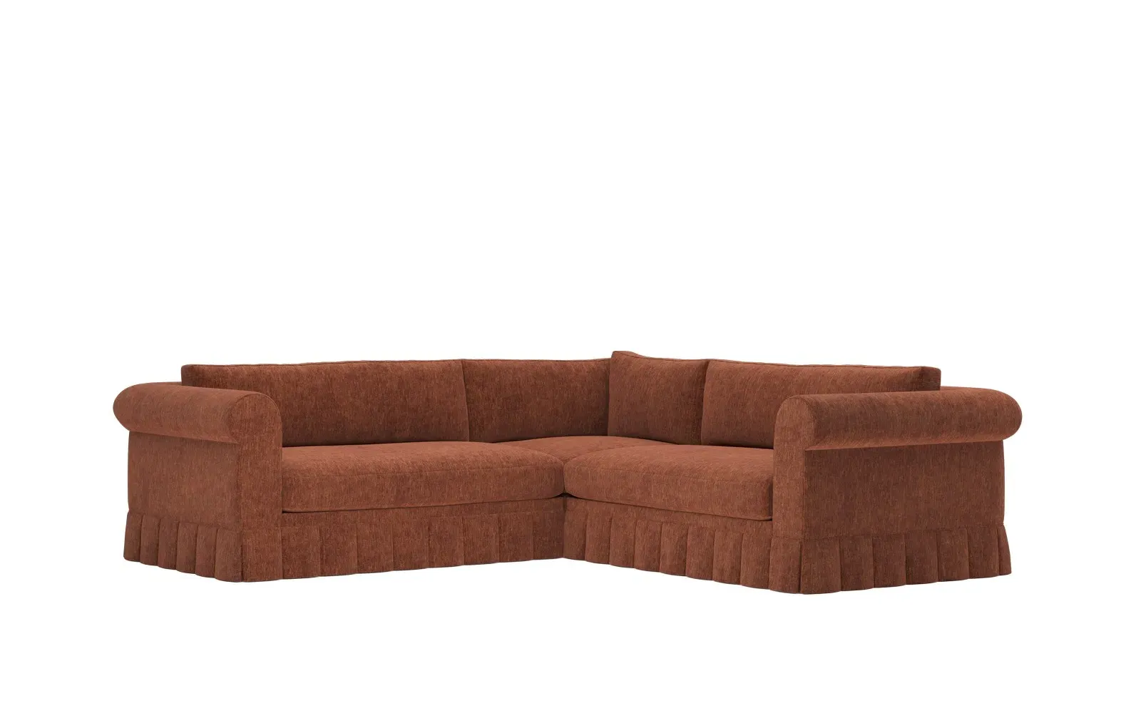 McKinley Skirted Corner Sectional Sofa - Chestnut