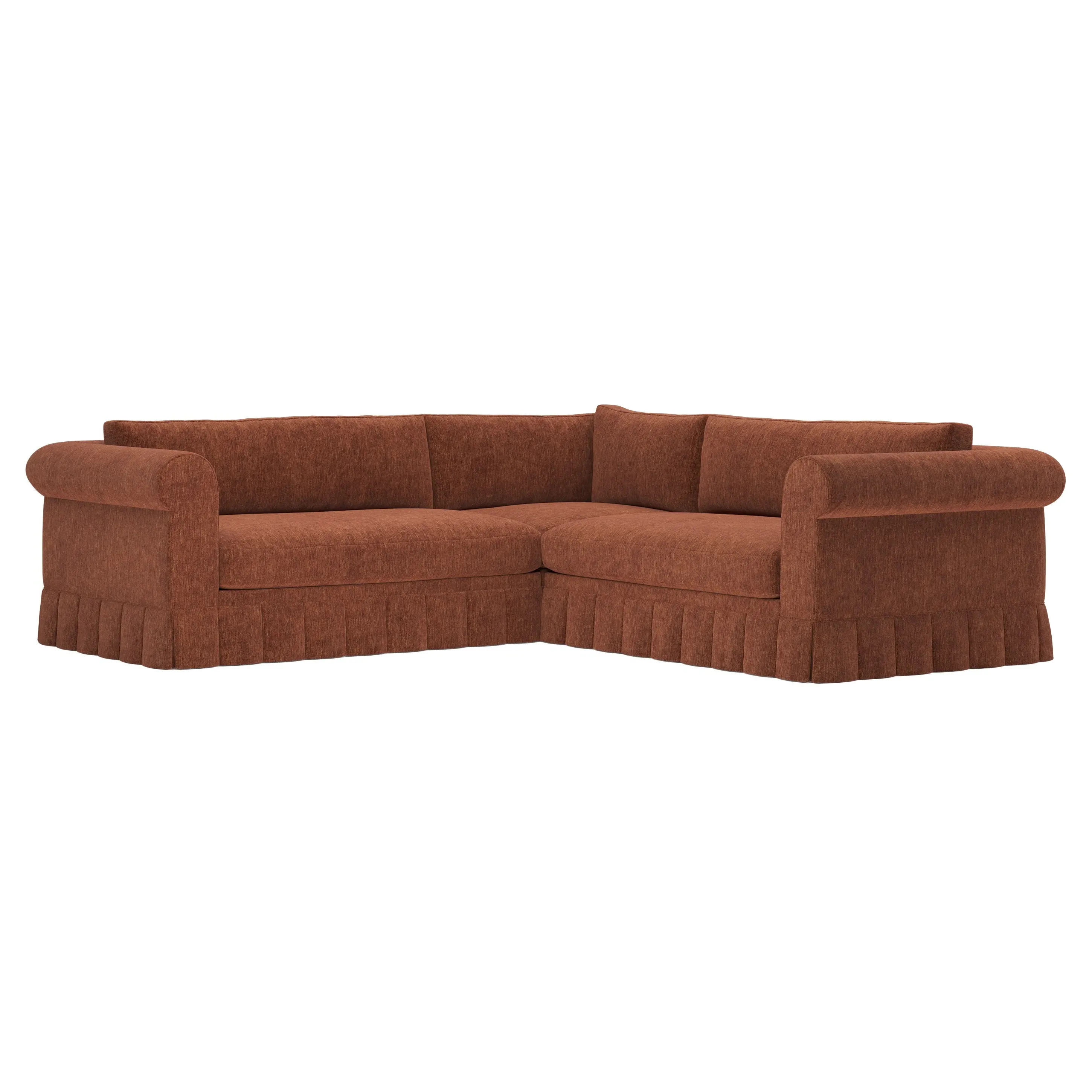 McKinley Skirted Corner Sectional Sofa - Chestnut