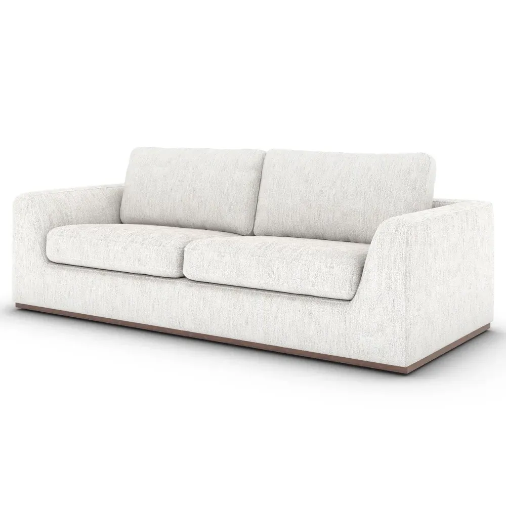 Meddie 98" Sofa - Off White, Rosa Morada Wood