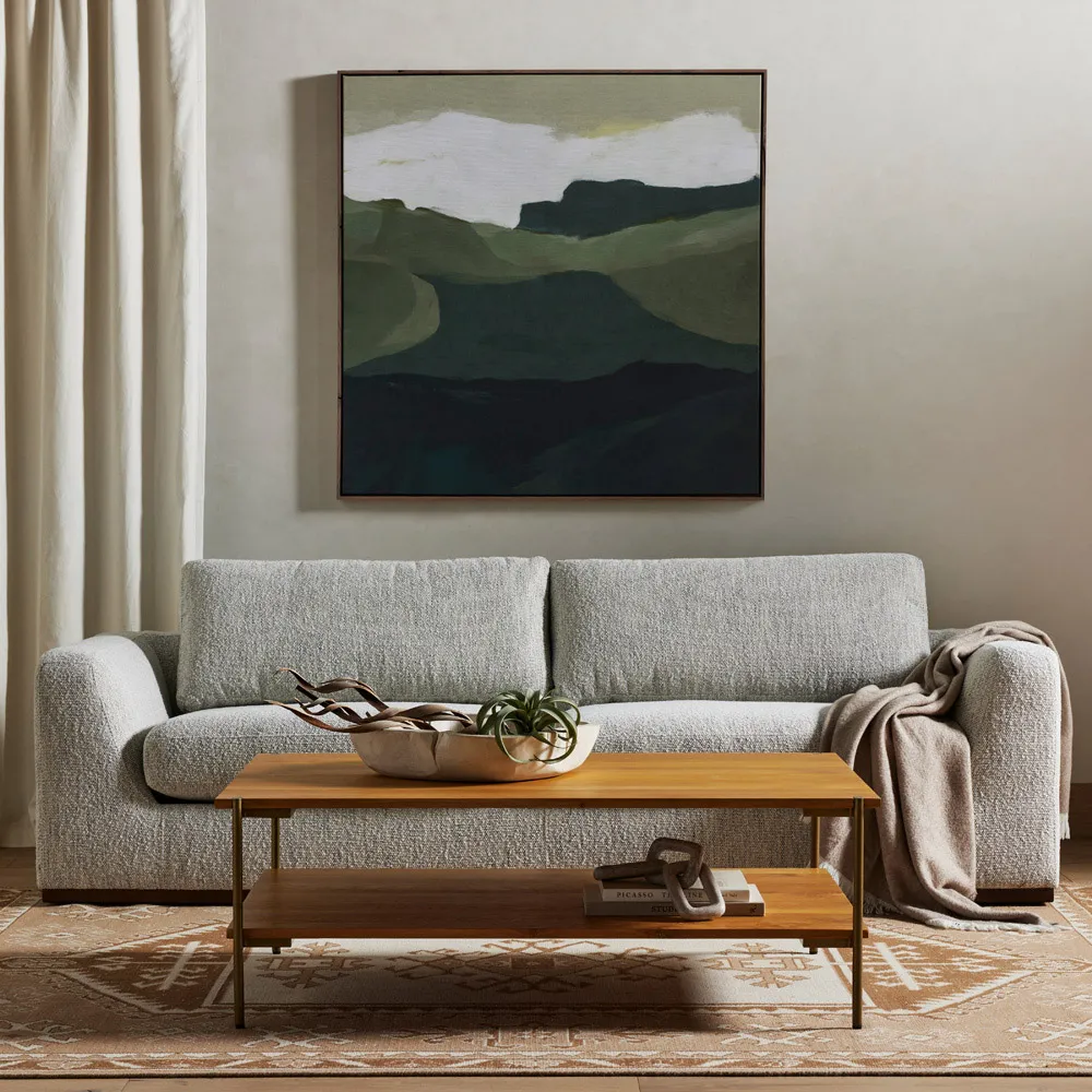 Meddie 98" Sofa - Off White, Rosa Morada Wood