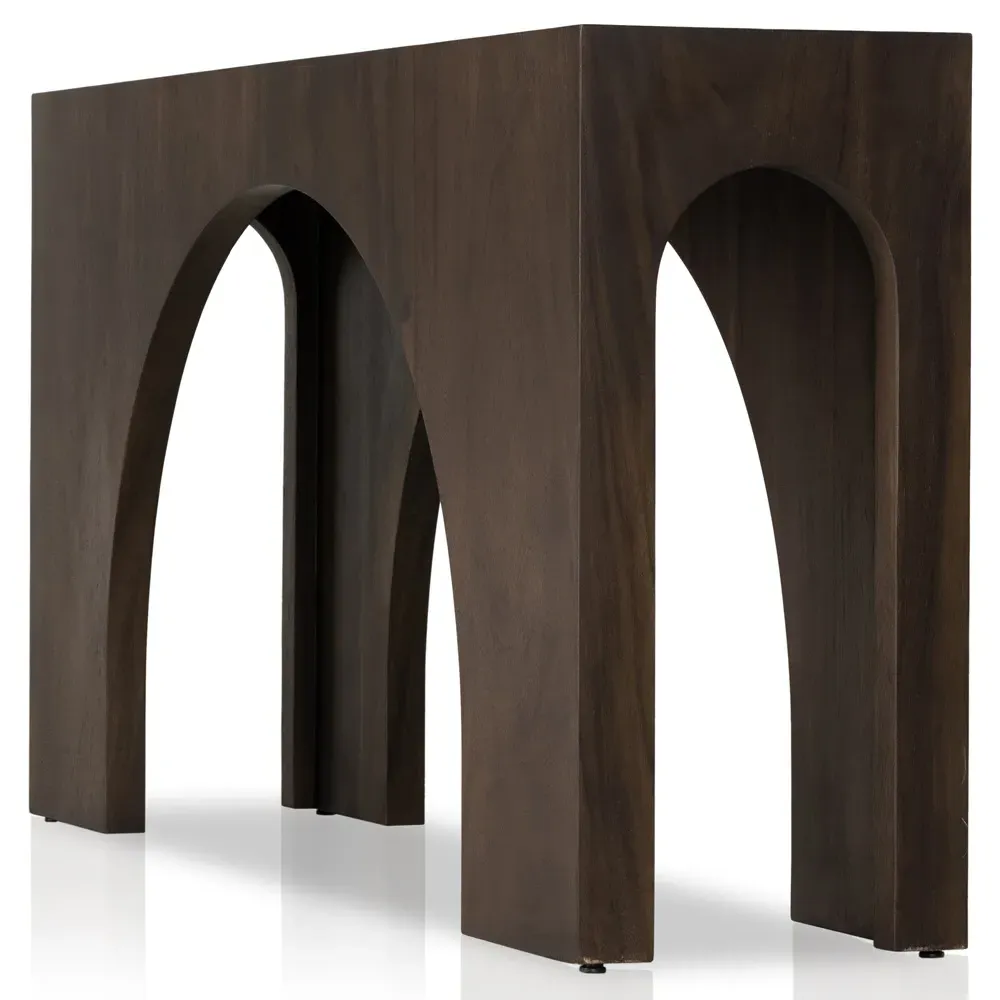 Medina Rectangular Arched Console Table - Brown, Wood