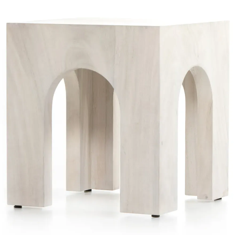 Medina Square Arched End Table - White, Wood