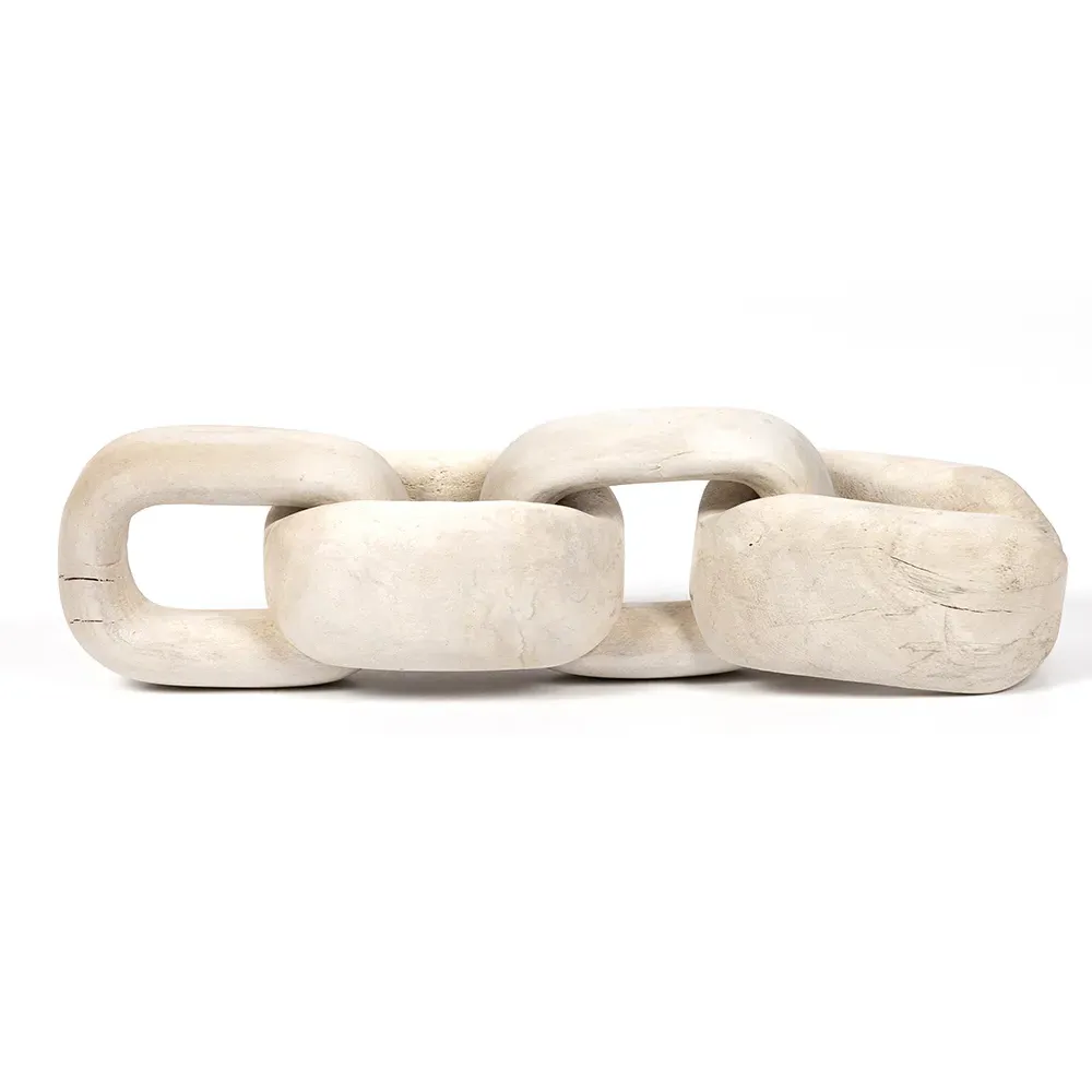Megan Decorative Chain Sculpture - White, Reclaimed Wood