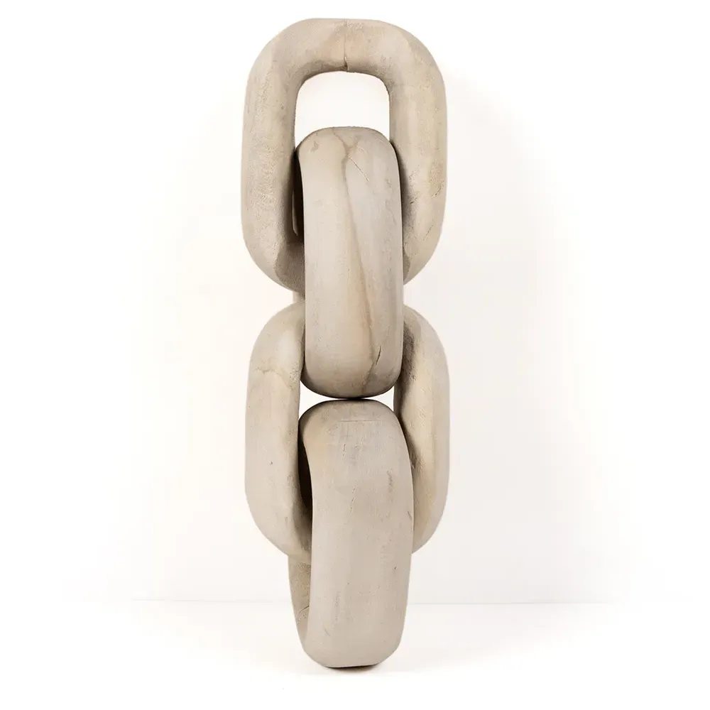 Megan Decorative Chain Sculpture - White, Reclaimed Wood