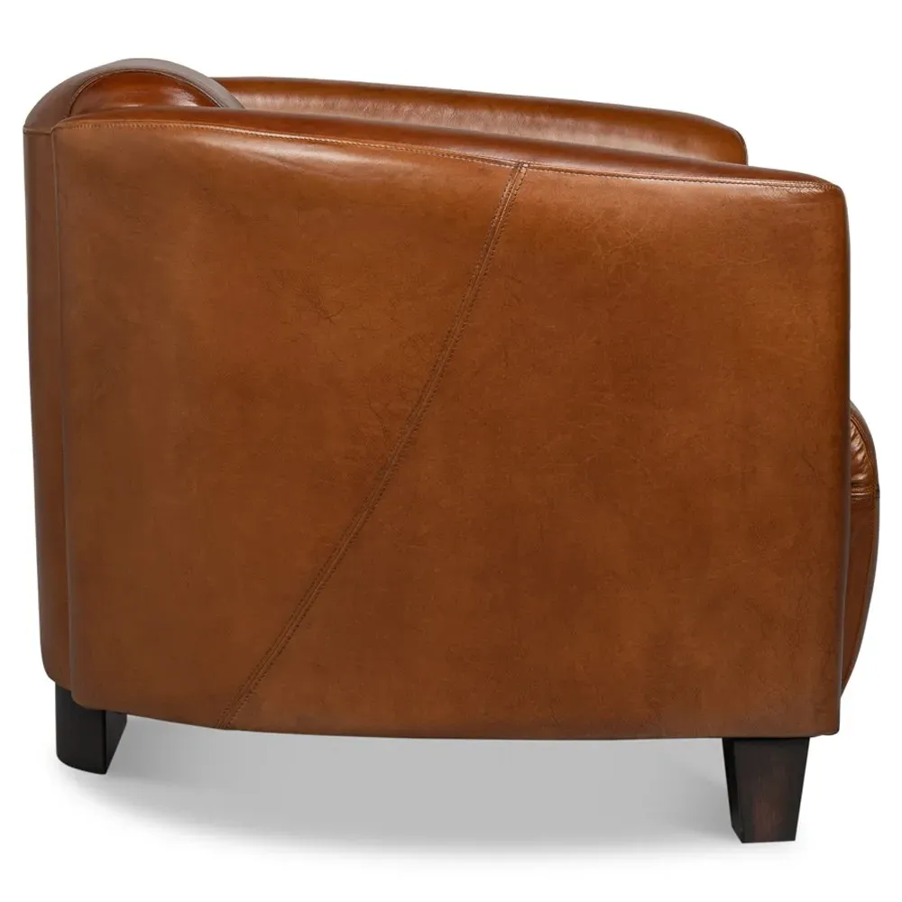Megan Upholstered Arm Chair - Brown, Leather