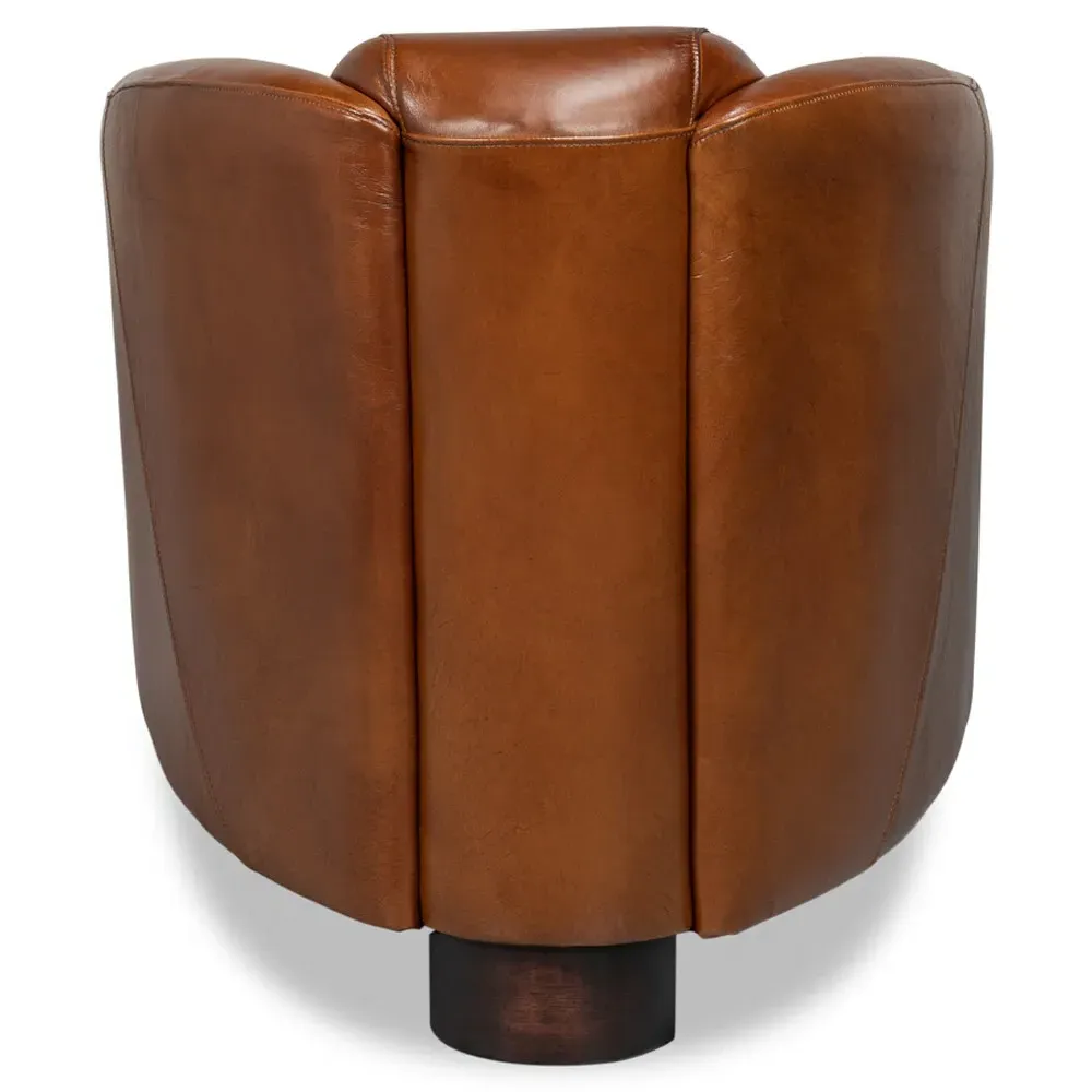 Megan Upholstered Arm Chair - Brown, Leather