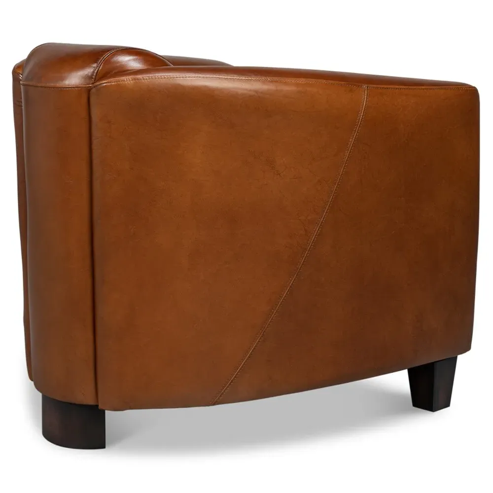 Megan Upholstered Arm Chair - Brown, Leather