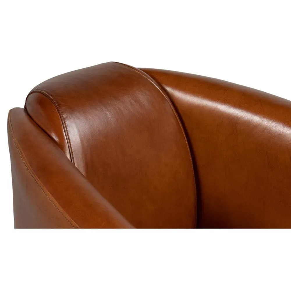 Megan Upholstered Arm Chair - Brown, Leather