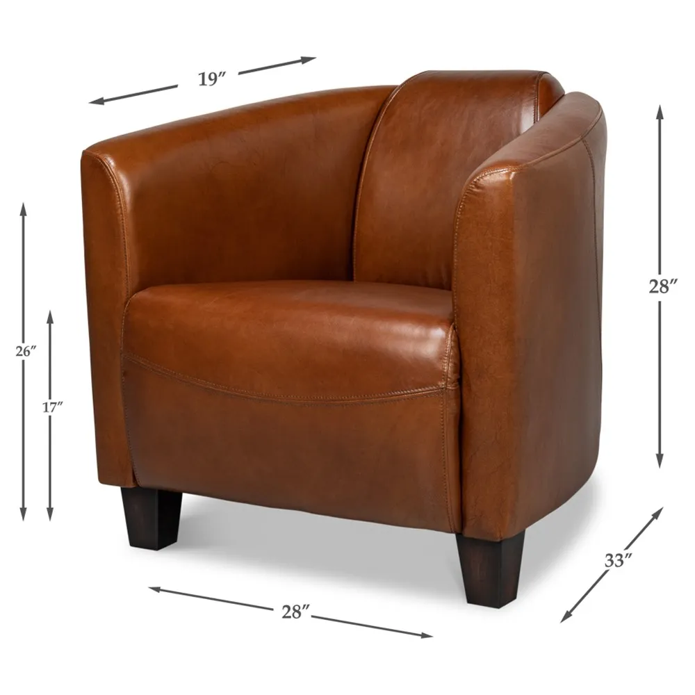 Megan Upholstered Arm Chair - Brown, Leather