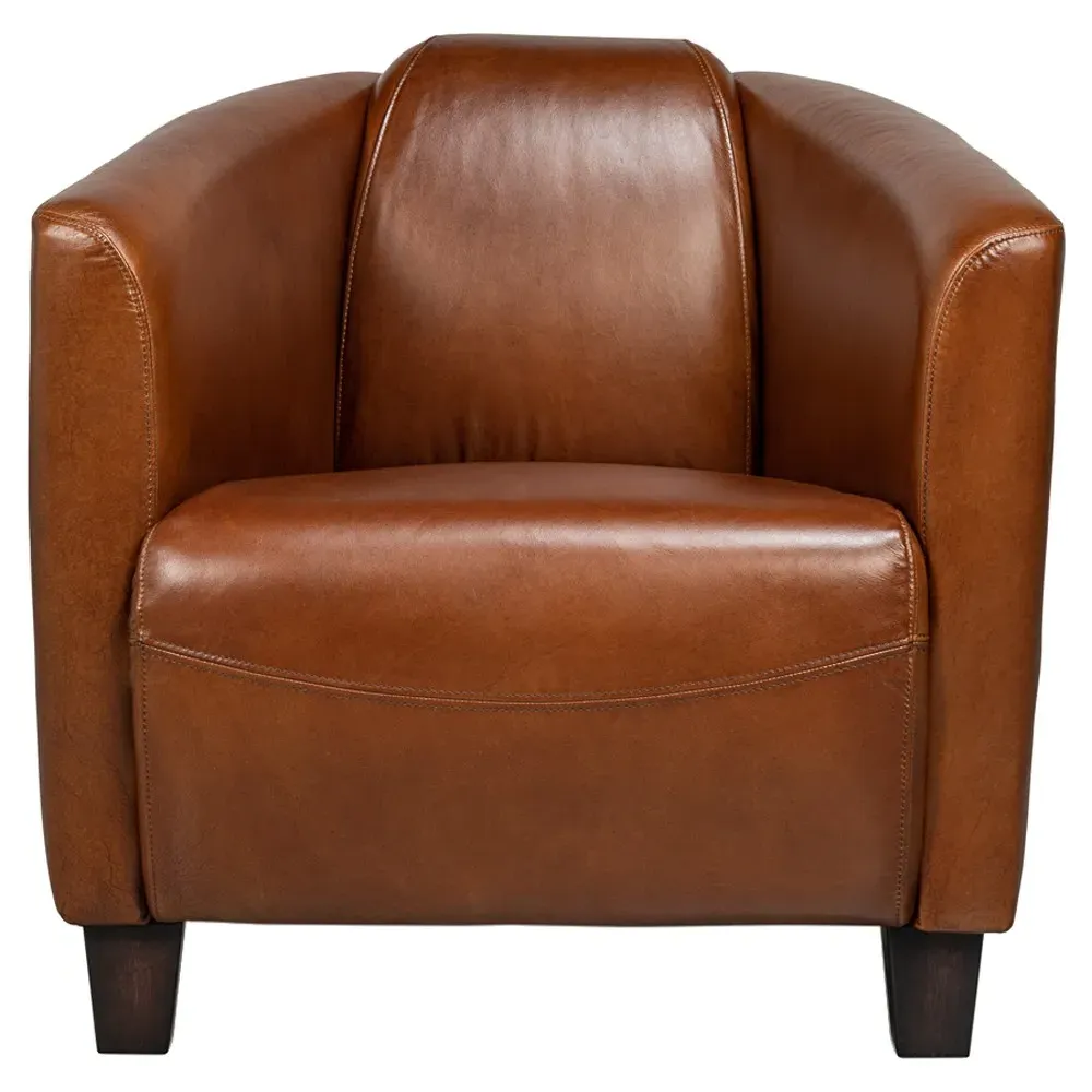 Megan Upholstered Arm Chair - Brown, Leather