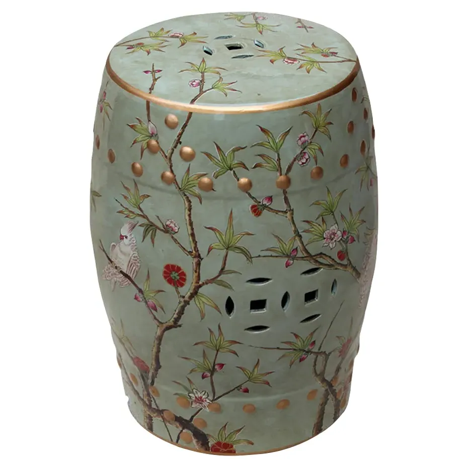 Mei Global Bazaar Bird Floral Garden Stool - Green image