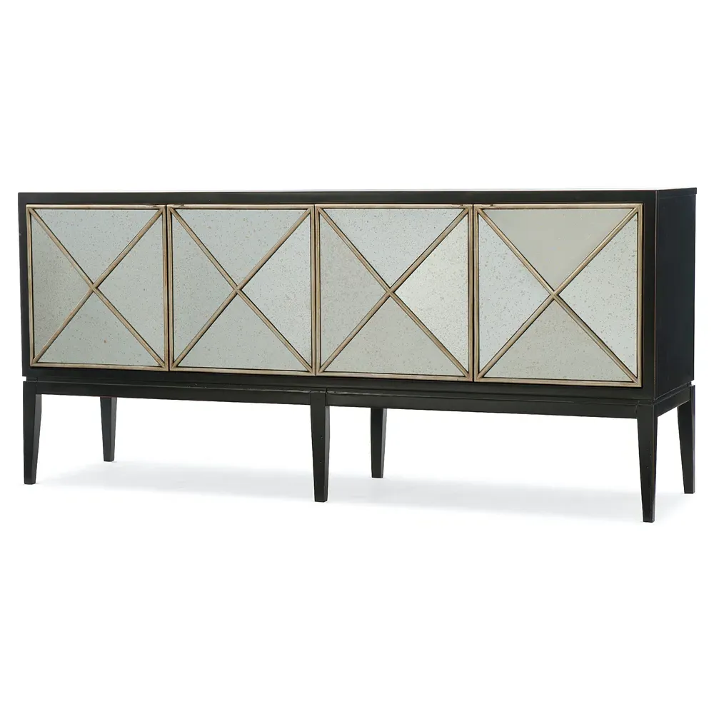 Melanie Cabinet with Glass Shelves - Black, Birch image