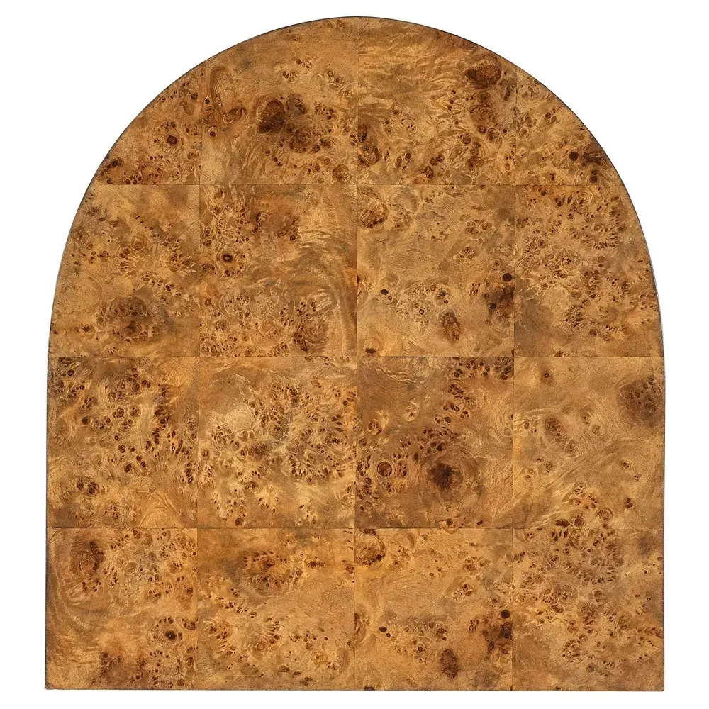 Melanie Curved Side Table - Brown, Burl