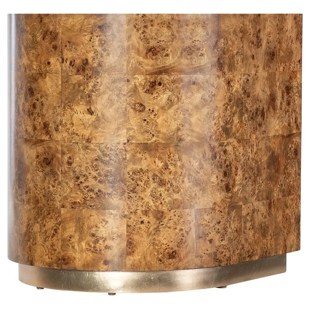 Melanie Curved Side Table - Brown, Burl image