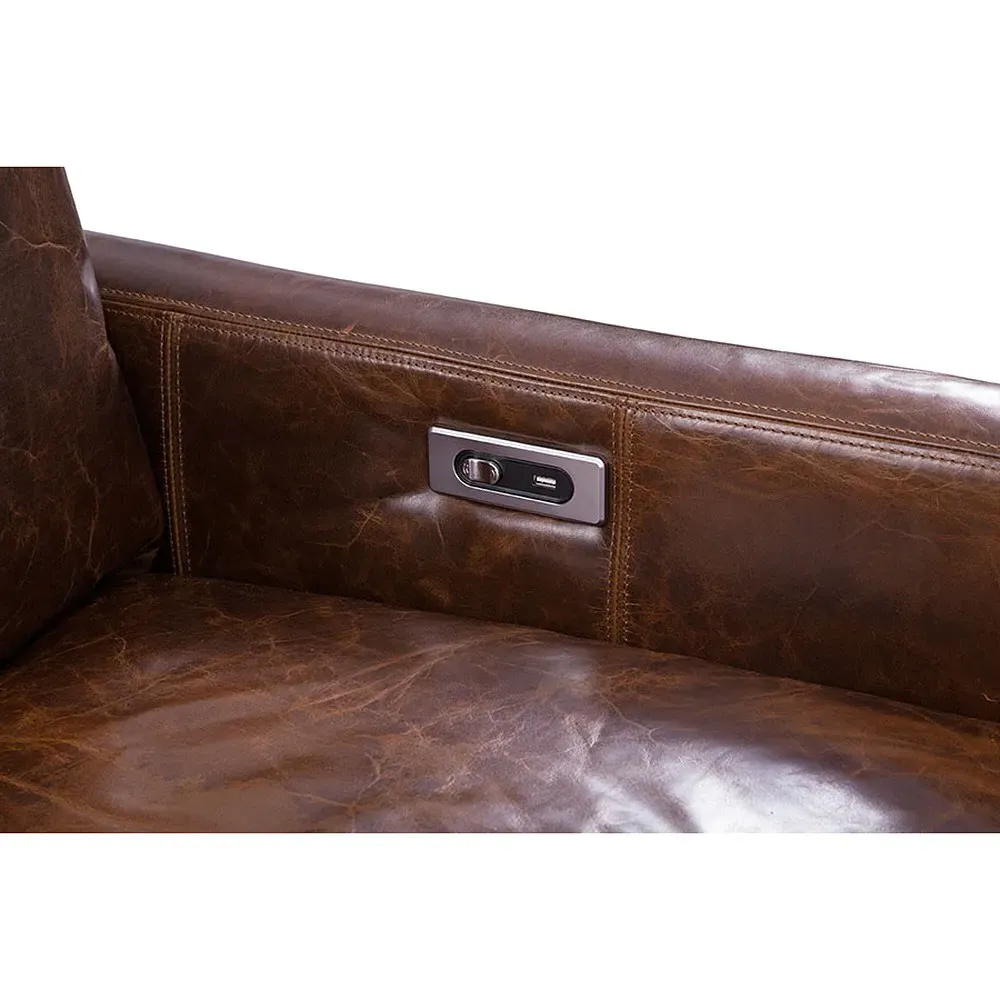 Melanie Power Recliner Chair - Brown, Leather