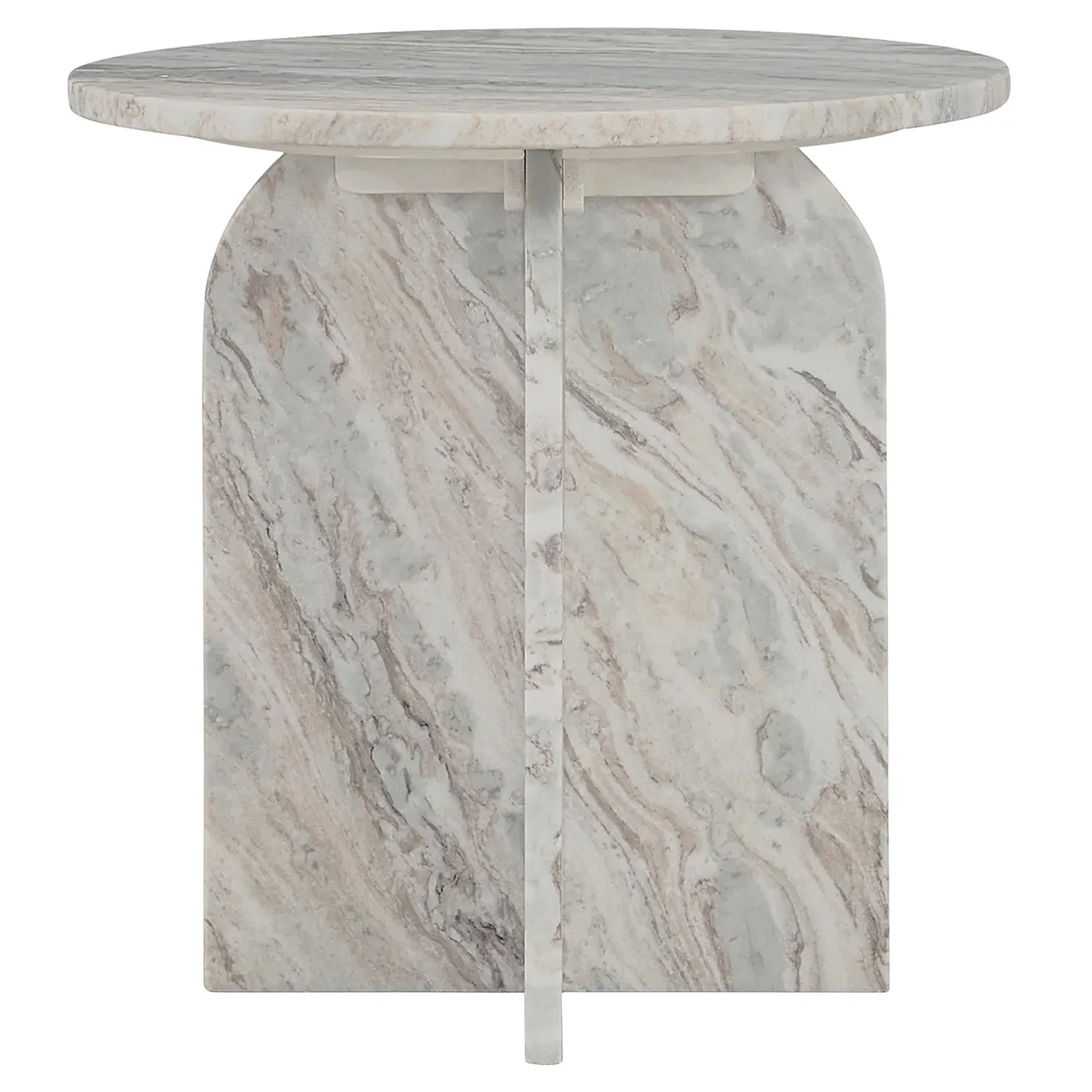 Melanie Round Accent Table - Grey, Marble image