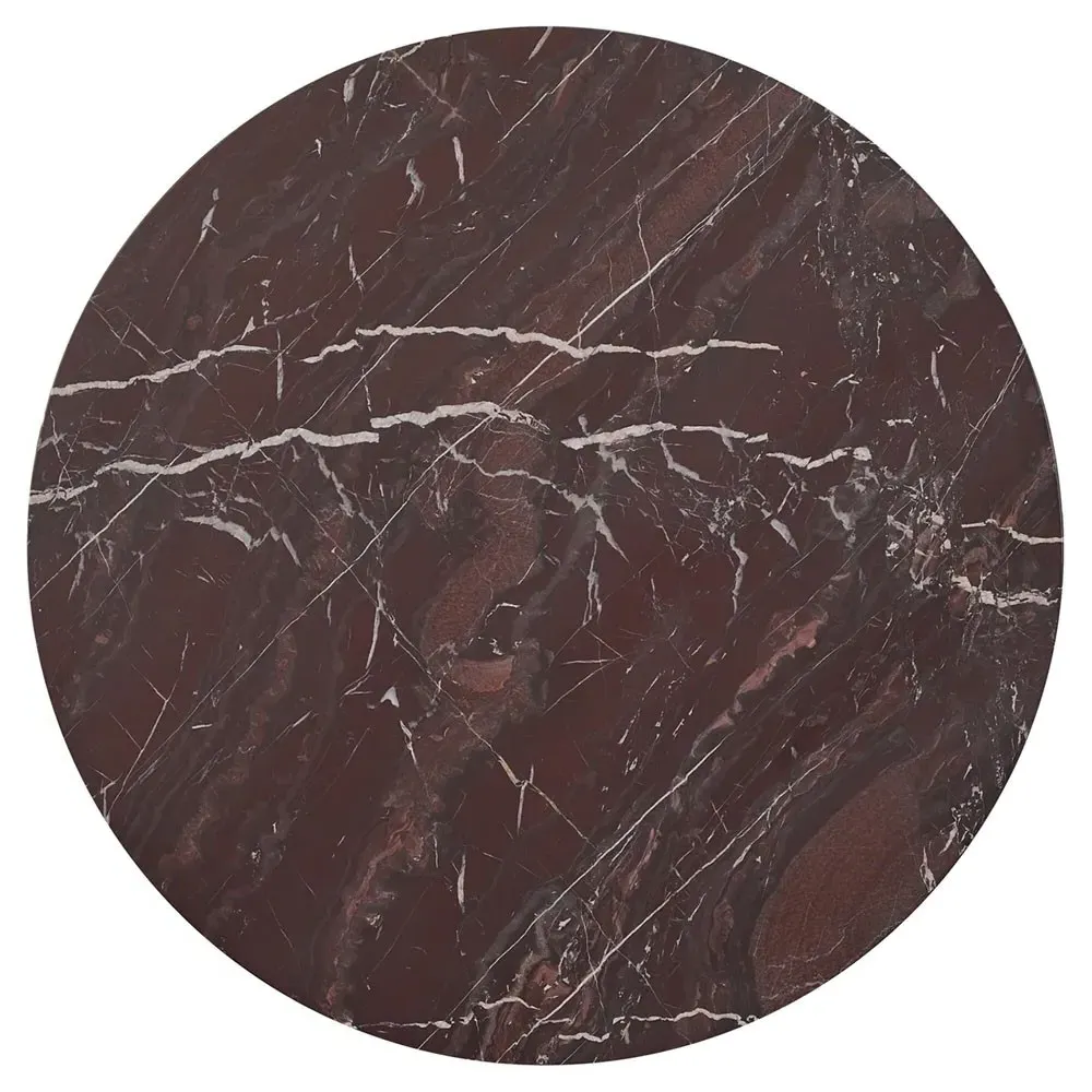 Melanie Round Coffee Table - Merlot Red, Marble