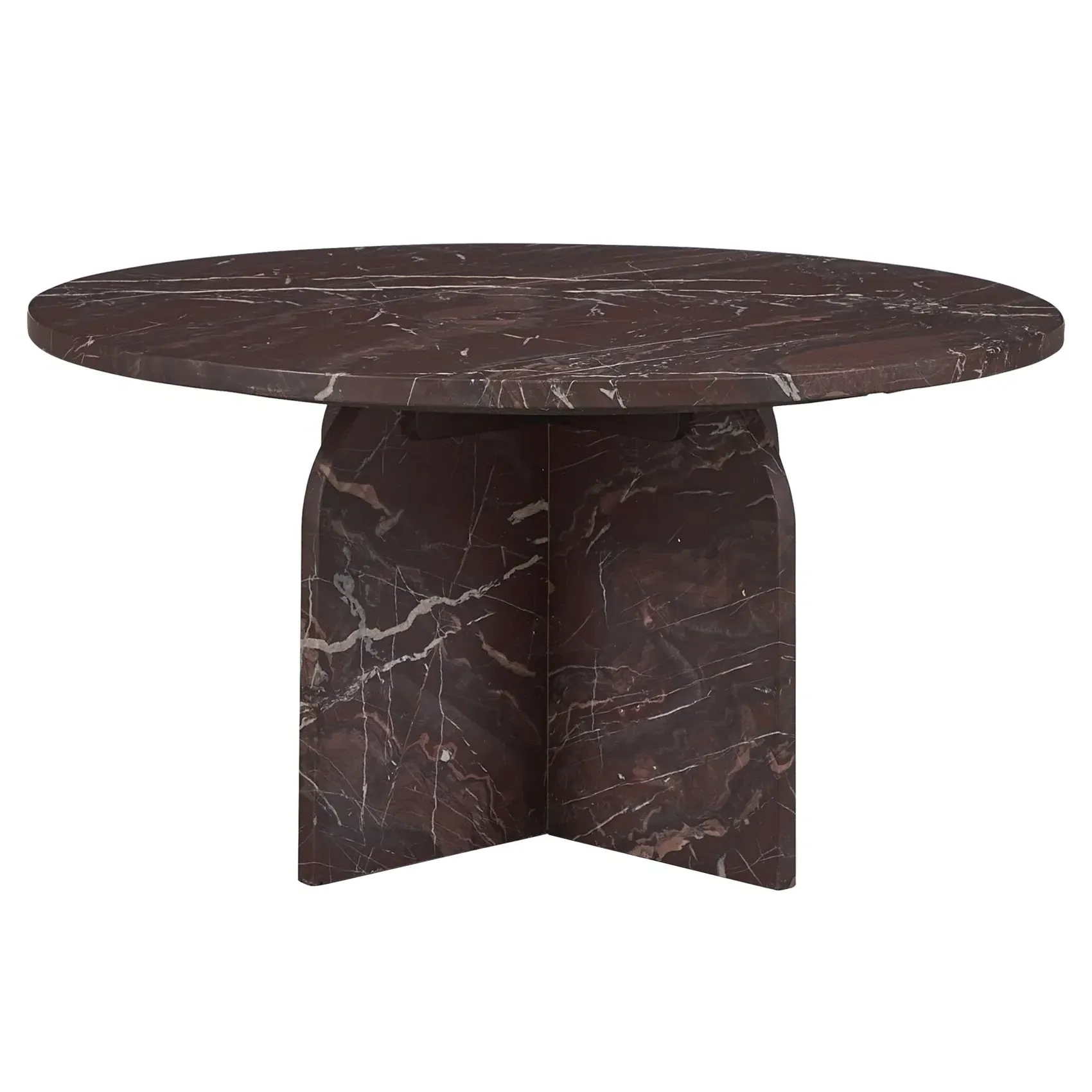 Melanie Round Coffee Table - Merlot Red, Marble image