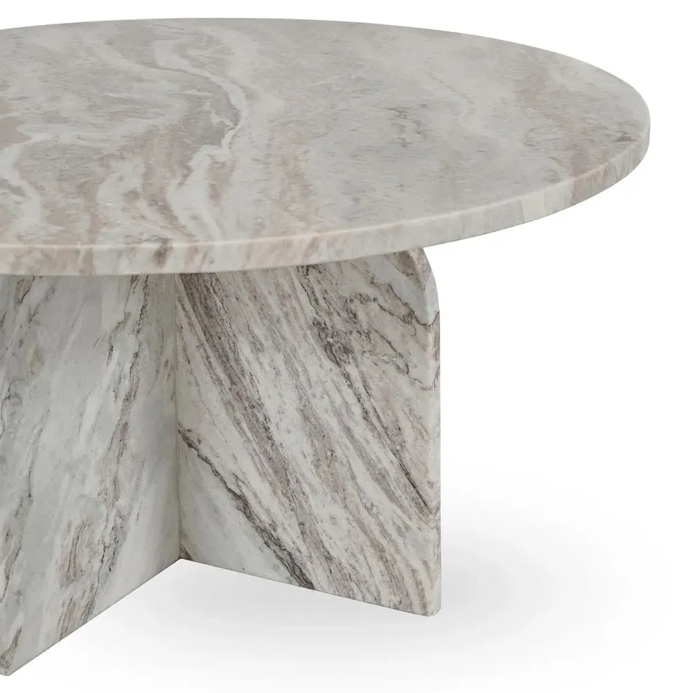 Melanie Round Coffee Table - Rusty Grey, Marble