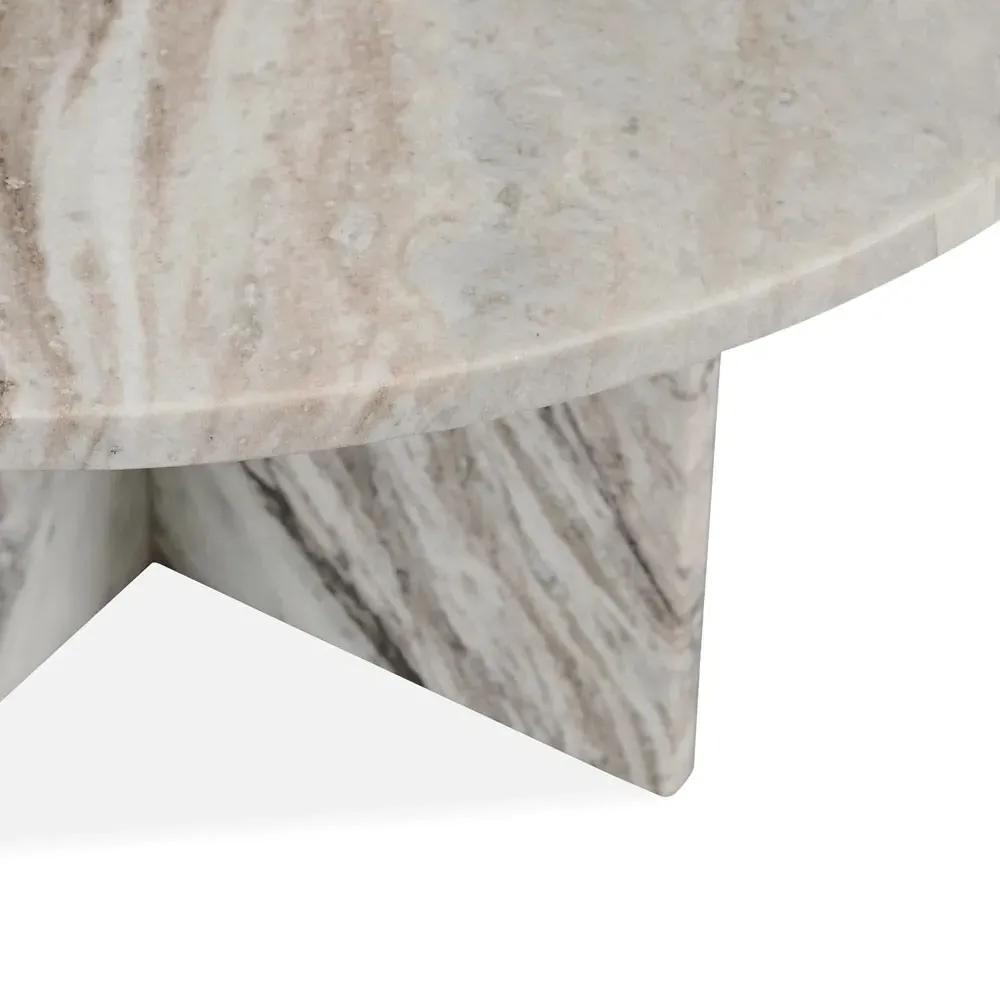 Melanie Round Coffee Table - Rusty Grey, Marble