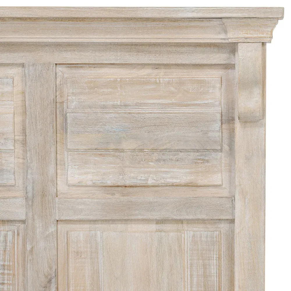 Melany King Size Bed Frame - White Wash, Mango Wood