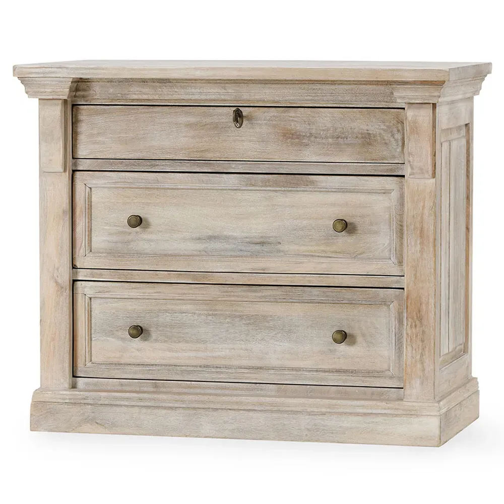 Melany Nightstand - White Wash, Mango Wood