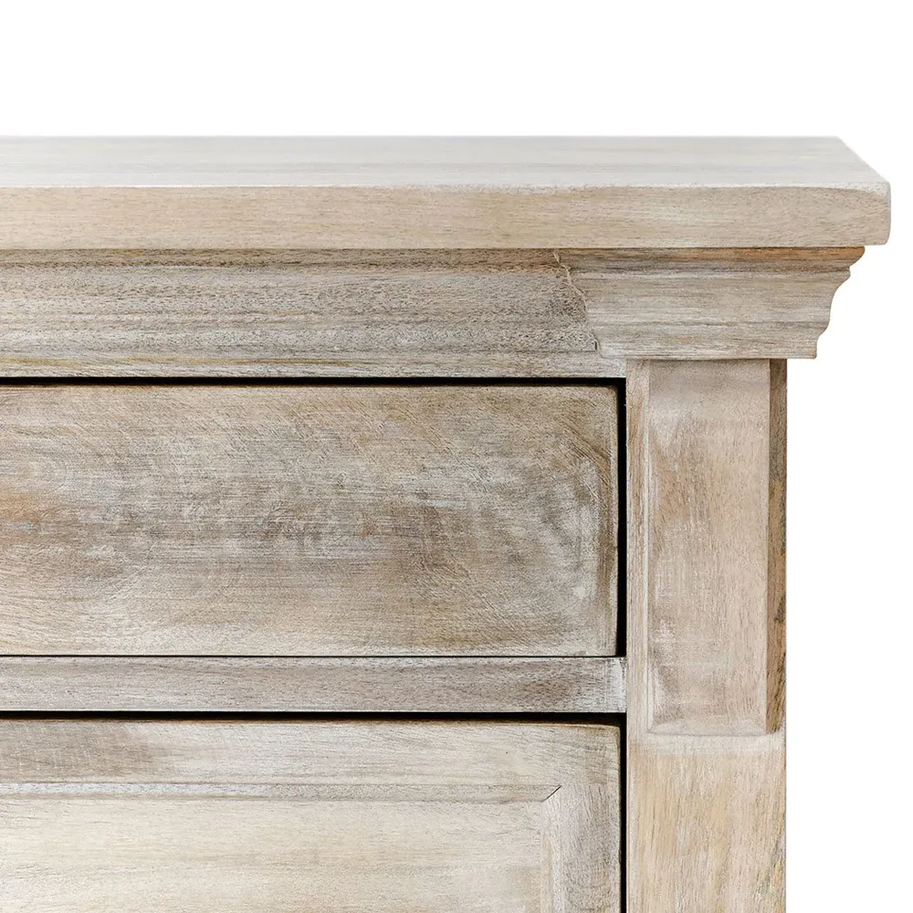 Melany Nightstand - White Wash, Mango Wood