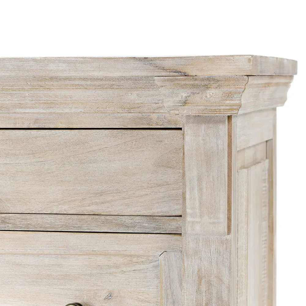 Melany Tall Chest - White Wash, Mango Wood
