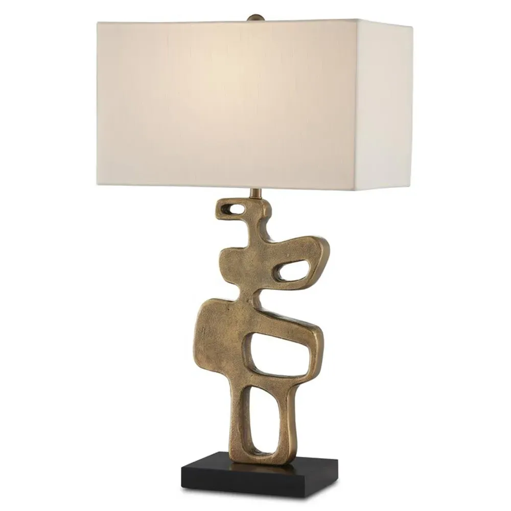 Meldi Granite Base Table Lamp - Antique Brass, Aluminum