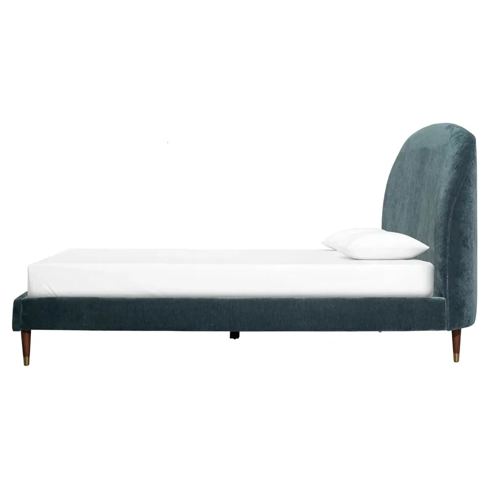 Melia King Size Bed Frame - Blue, Velvet