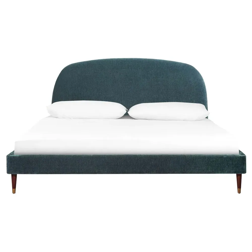 Melia King Size Bed Frame - Blue, Velvet image