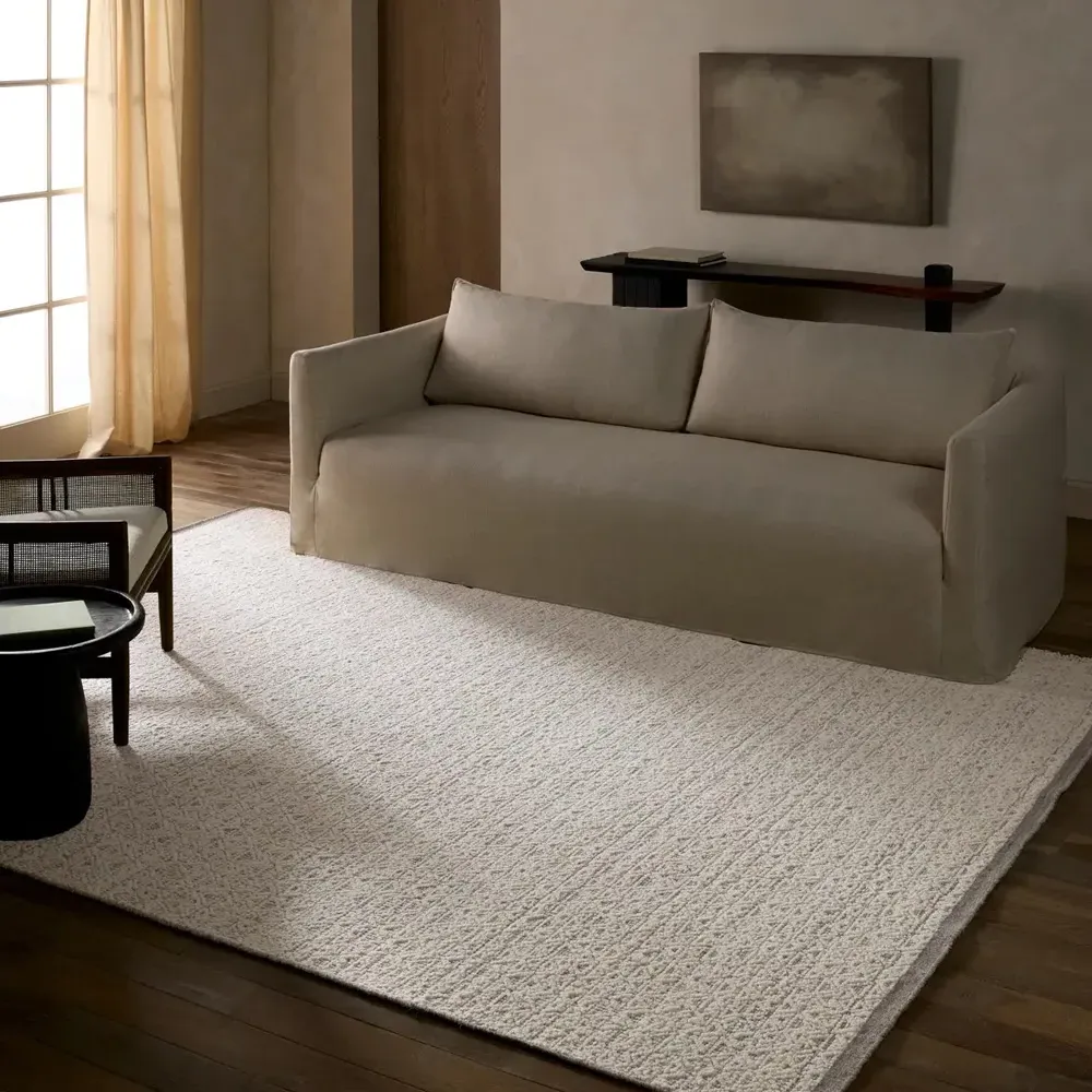 Melina Merwyn Border Solid Rug Sample - Brown, Wool