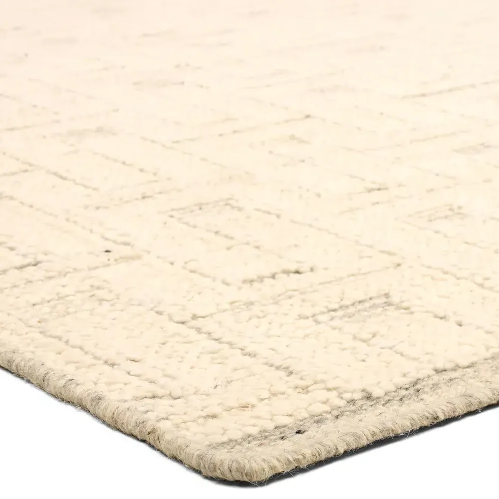 Melina Taren Textured Solid Rug - Cream, Wool