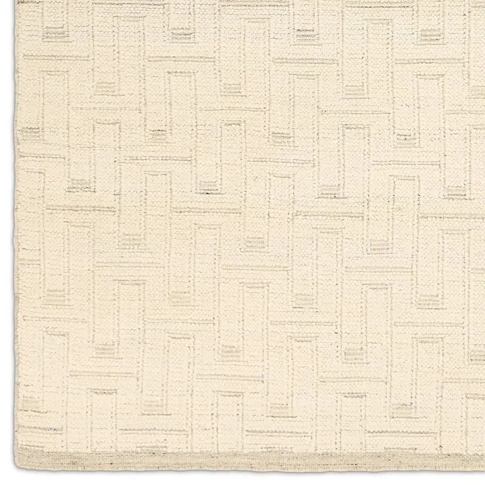 Melina Taren Textured Solid Rug Sample - Cream, Wool
