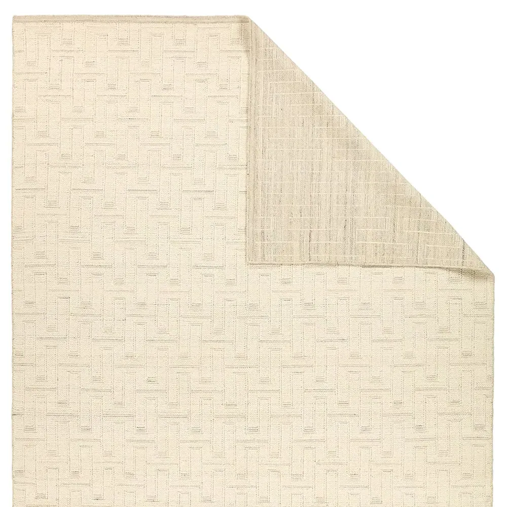 Melina Taren Textured Solid Rug Sample - Cream, Wool