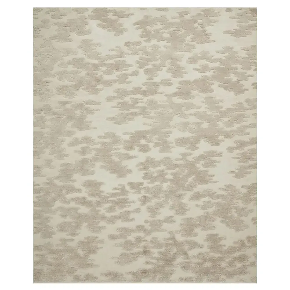 Meliora Patterned Hand Knotted Rug Sample - Beige, Wool image