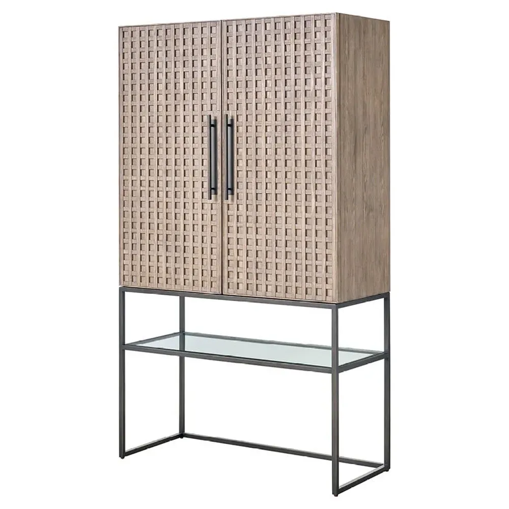 Melody Bar Cabinet with LED Lighting - Grey, Oak