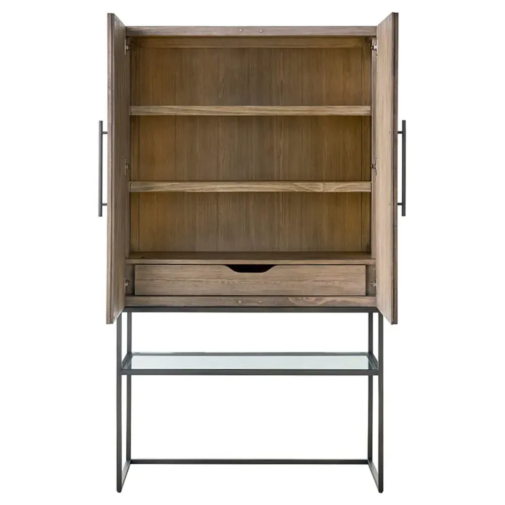 Melody Bar Cabinet with LED Lighting - Grey, Oak